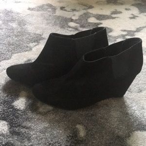 Vince Camuto Black Suede Chelsea Bootie Wedge